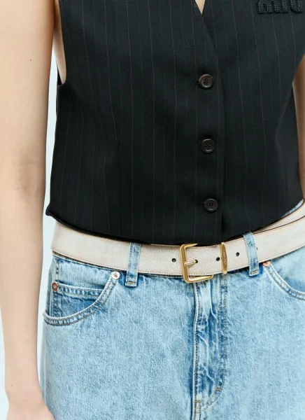Worn-Effect Nappa Leather Belt