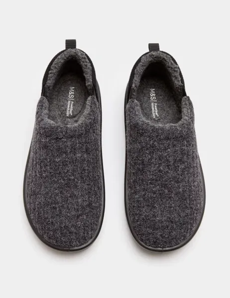 Marks & Spencer Contrast Slippers with Freshfeet Grey Mix