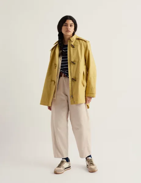 Seasalt Cornwall Linen Rich Hooded Duffle Coat Yellow