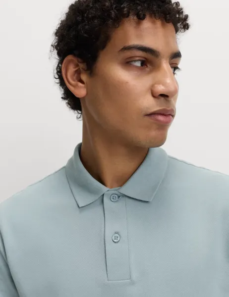 Marks & Spencer Ultimate Pique Polo Shirt Soft Blue