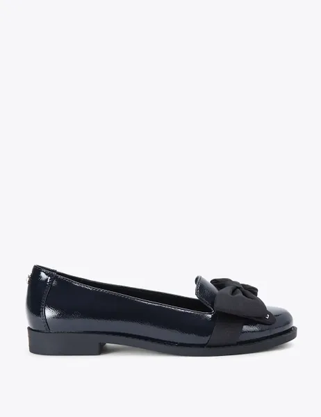 Kurt Geiger Leather Bow Flat Ballet Pumps Navy