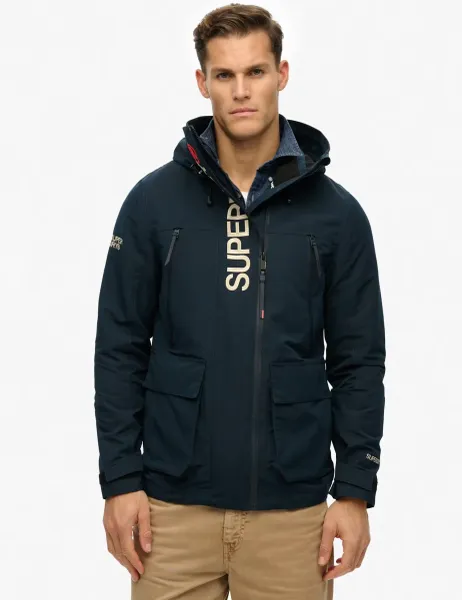Superdry & Co Embroidered Hooded Ultimate Windbreaker Coat Navy