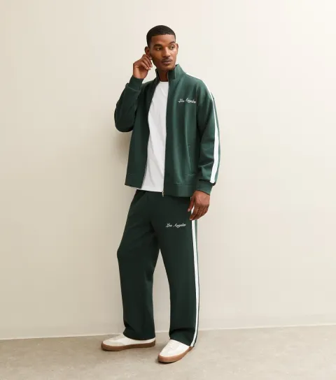 Women's Dark Green Leg Side Stripe Jogger Trousers
