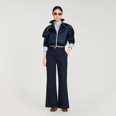 Wide-leg wool trousers