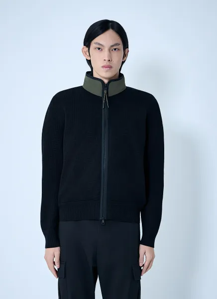 High-Neck Zip-Up Cardigan
