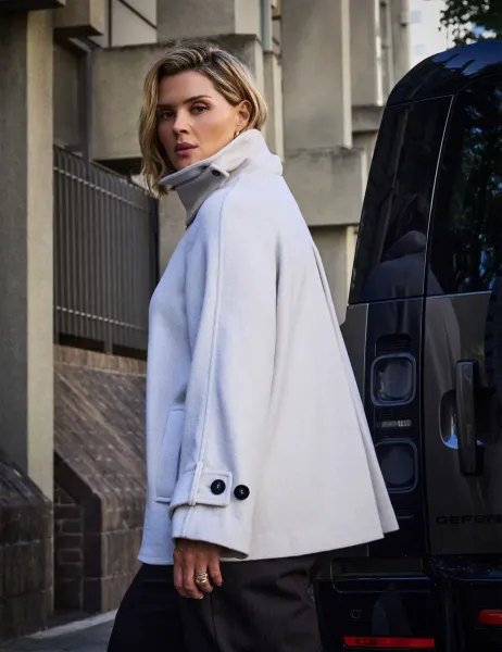 Live Unlimited London Curve Wool Blend Collared Car Coat