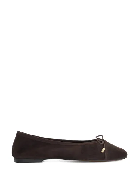 Dune London Suede Flat Ballet Pumps Brown