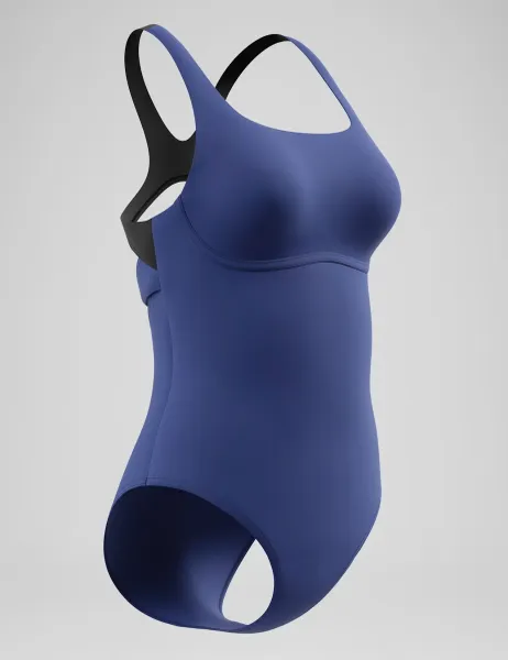 Speedo Solid Flex Band Swimsuit Blue
