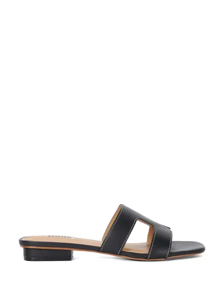 Dune London Leather Cutout Block Heel Sliders