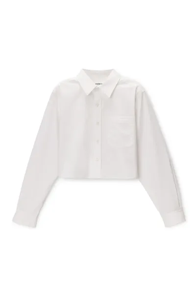 EMBROIDERED LOGO CROPPED SHIRT
