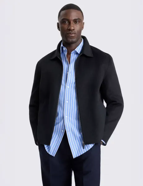 Moss Wool Blend Harrington Jacket Navy