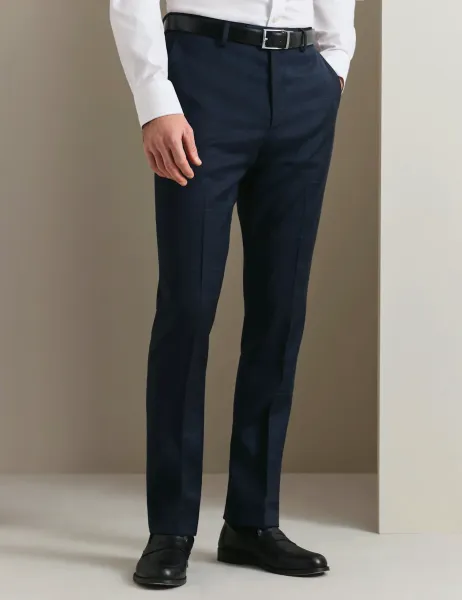 Charles Tyrwhitt Slim Fit Wool Rich Check Stretch Suit Trousers Indigo