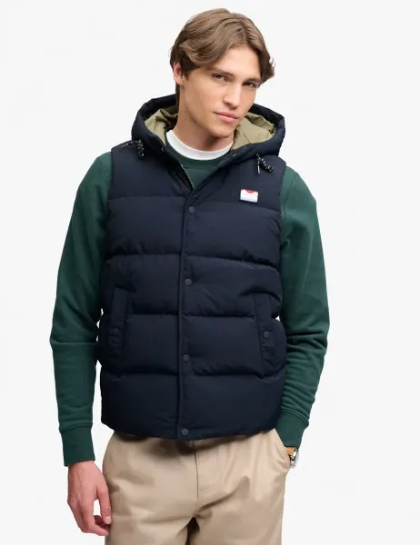 Superdry & Co Relaxed Hooded Padded Gilet Navy