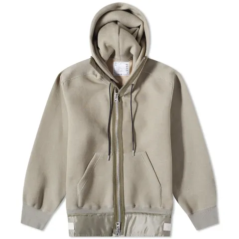 Nylon Twill & Sponge Sweat Hoody