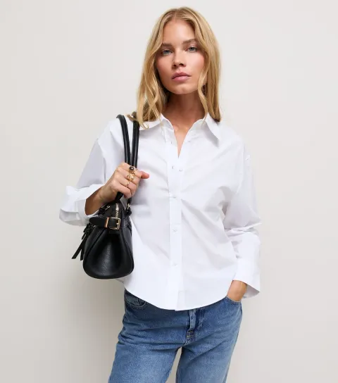 New Look Women's White Cotton Long Sleeve Shirt