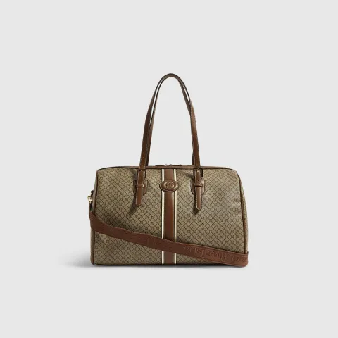 River Island Stripe Front Monogram Barrel Bag