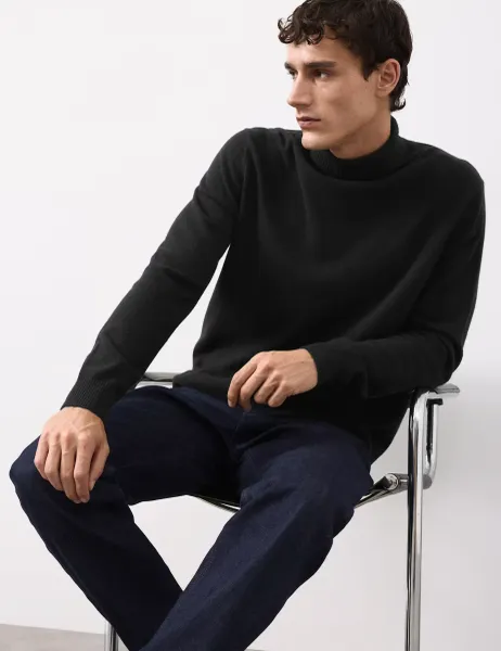 Autograph Pure Cashmere Roll Neck Jumper Black