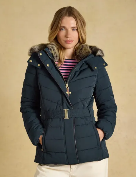 Joules Showerproof Padded Hooded Coat Navy