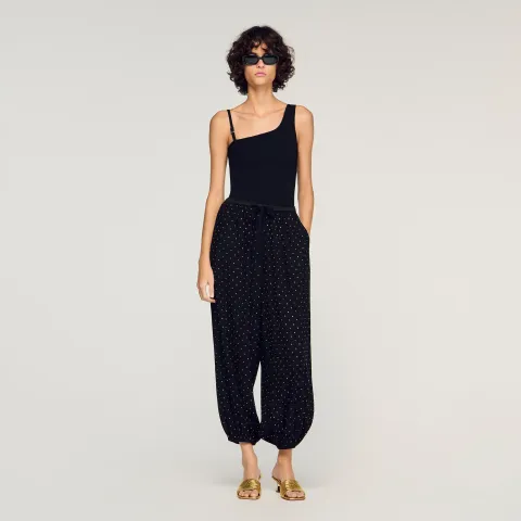 Rhinestone wide-leg trousers