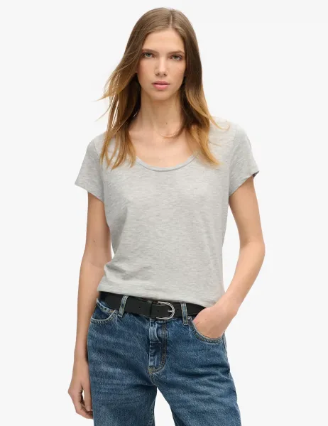 Superdry & Co Cotton Rich Scoop Neck T-Shirt Grey