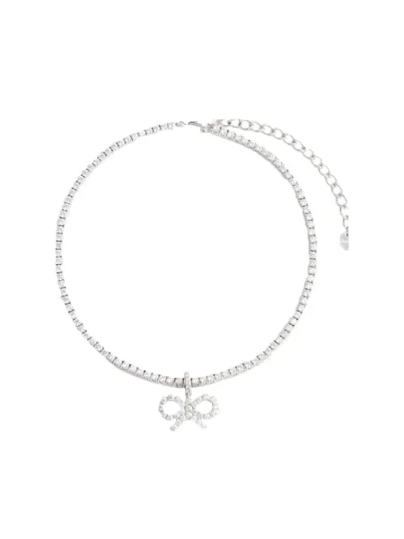 Crystal Bow Necklace Silver
