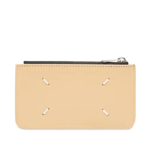 Calf Leather Card & Coin Zip Wallet