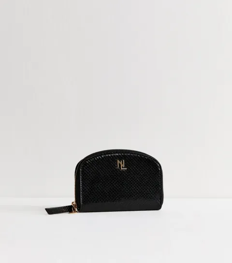 Black Lizard Pattern Faux Leather Purse