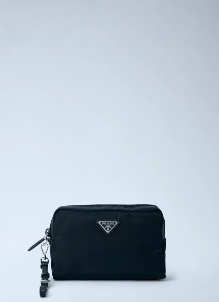 Compact Nylon Pouch with Logo Detail