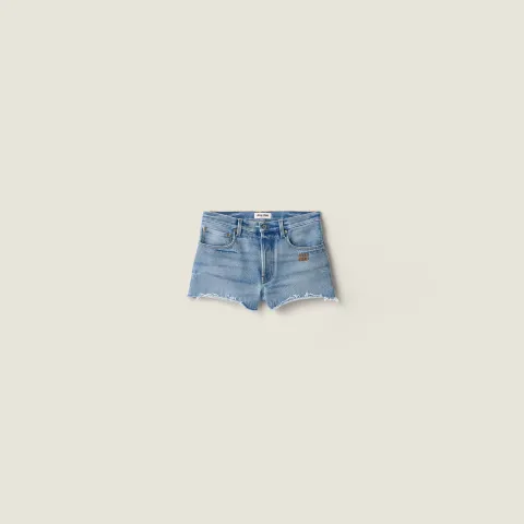 Washed denim shorts