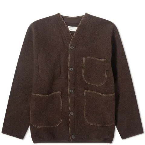 Blanket Stitch Wool Fleece Cardigan