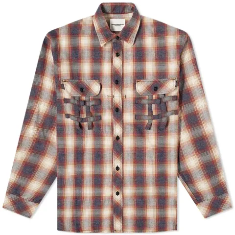 TAKAHIROMIYASHITA TheSoloist. Side Back Zip Check Work Shirt
