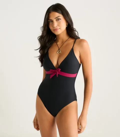 Women's Black Contrast Trim Swimsuit