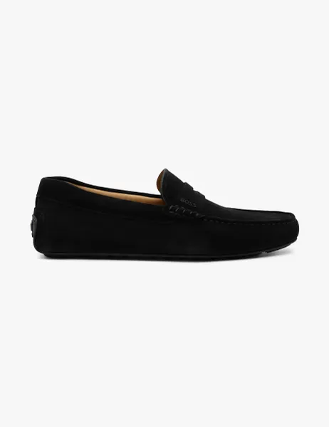 Boss Suede loafers with penny trim Black