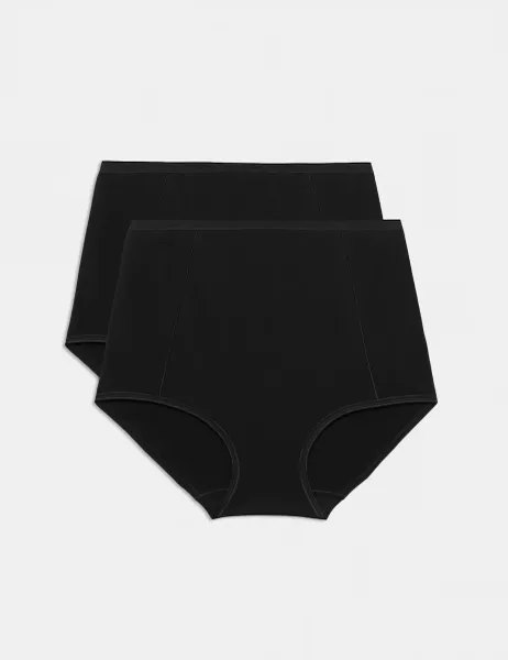 Marks & Spencer 2 Pack Firm Control Full Briefs Black