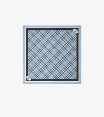 Check Silk Scarf in Bank blue