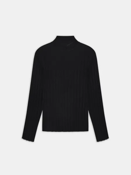 SCRIPT MOCK NECK SWEATER - BLACK