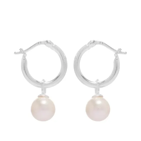 White Pearl Hoop Earrings