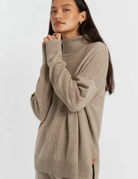 Chinti & Parker Wool Rich Roll Neck Jumper with Cashmere Stone