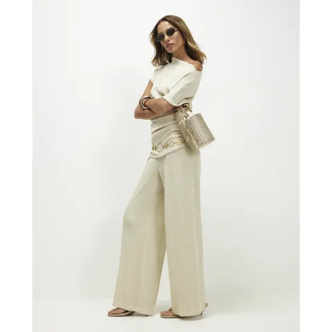 River Island Glitter Knitted Wide Leg Trousers