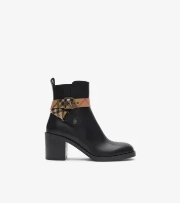 Leather Huntley Heel Boots in Black