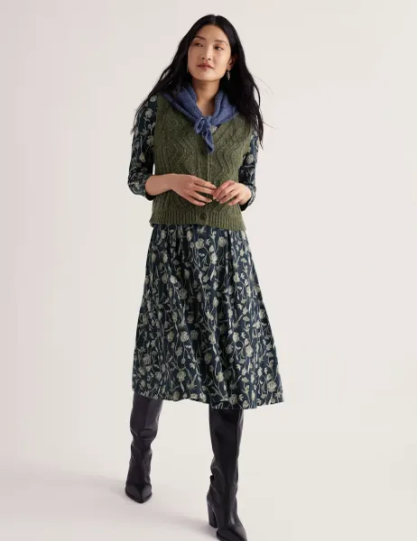 Seasalt Cornwall Wool Rich V-Neck Knitted Vest Khaki Mix