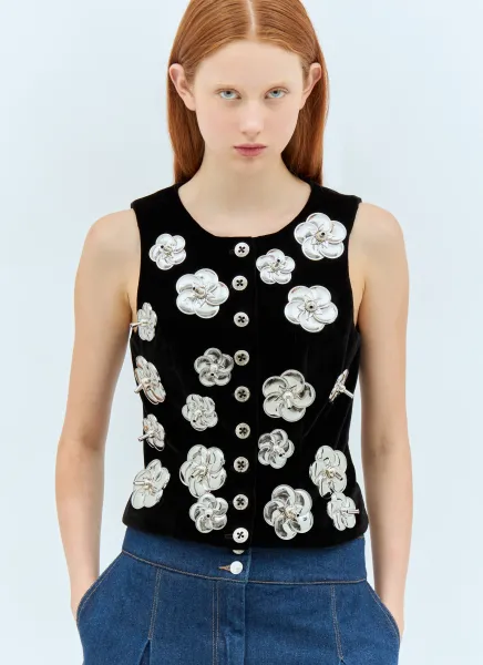 Embellished Velvet Vest