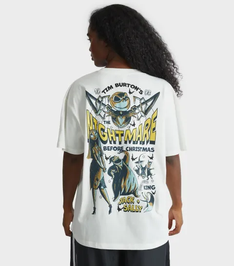 Women's White Nightmare Before Christmas Poster Print T-Shirt