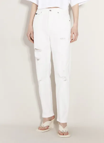Distressed Five-Pocket Jeans