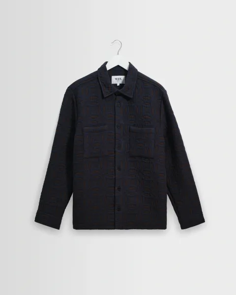 Otto - Navy and Brown Ornate Quilted Overshirt