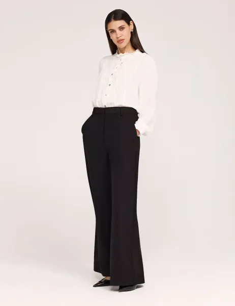 Twill Wide Leg Trouser Black