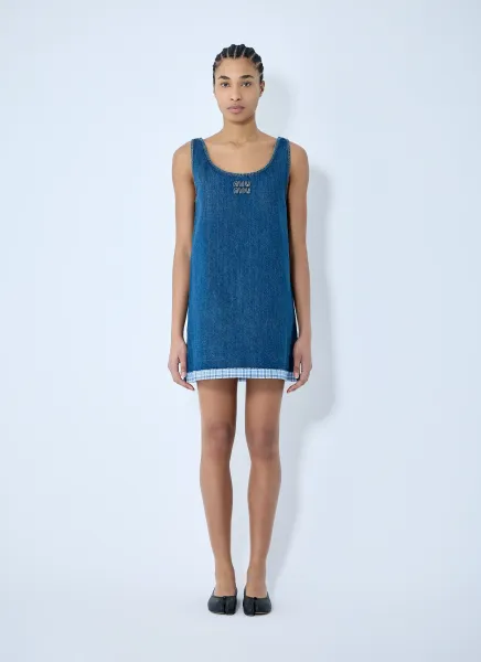 Logo Motif Denim Dress