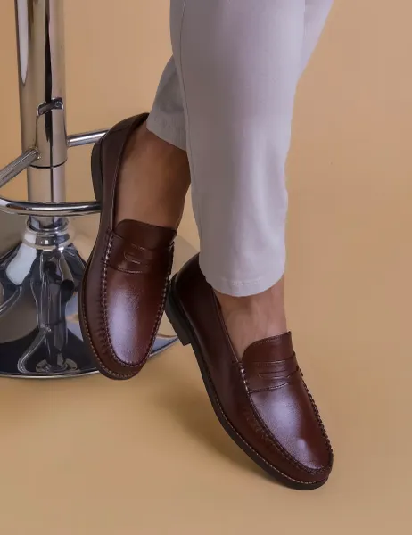 Jones Bootmaker Leather Slip-On Loafers Brown