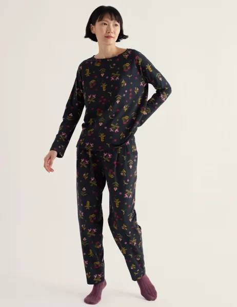 Seasalt Cornwall Cotton Rich Printed Pyjama Set Black Mix