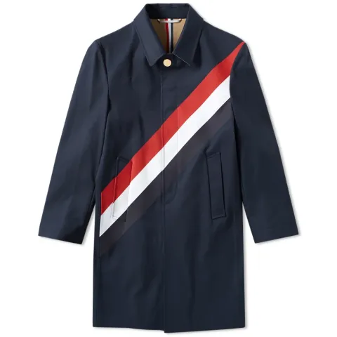 Diagonal Stripe Mackintosh Coat